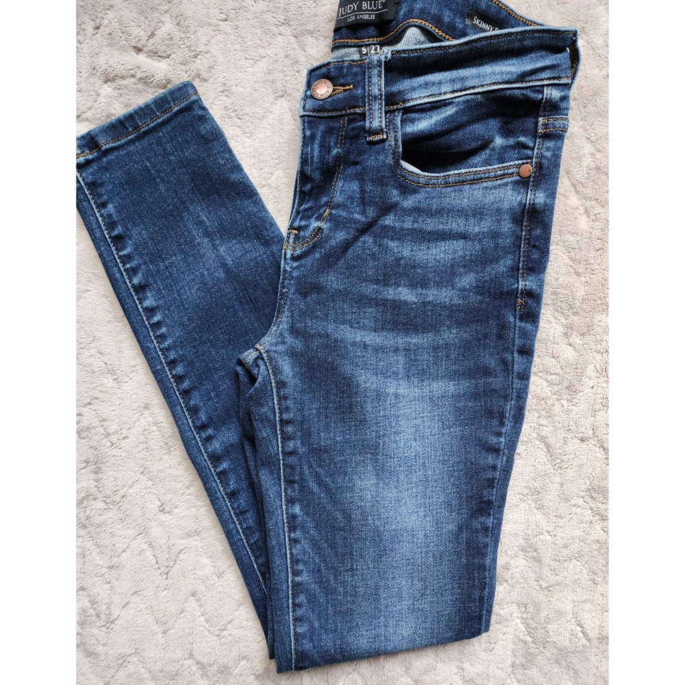 Judy Blue Los Angeles Skinny Fit Dark Wash Jeans Size 5/27 Whiskered Denim